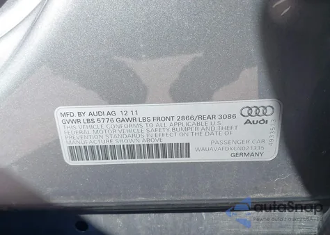 2012 Audi A8 4.2 z USA, uszkodzony, nr VIN WAUAVAFDXCN021335